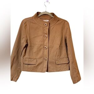 J.Crew Classic Twill Chino Utility Jacket Camel Cropped Lined Size 12